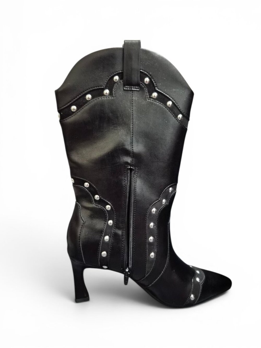 NIB Madden NYC Women's Studded Kitten Heel Boots Western Style Size 8-11 Black - Picture 5 of 8